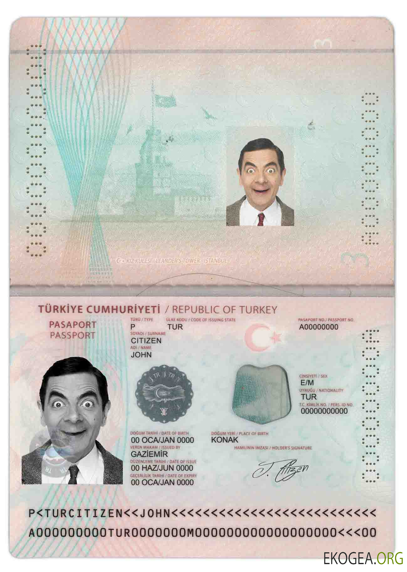 Modèle de passeport turc au format PSD, entièrement modifiable (2018 – présent) template